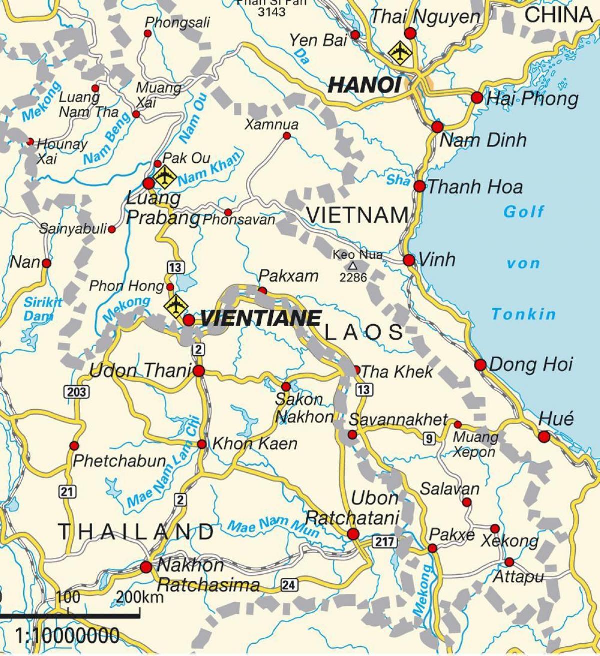 flygplatser i laos karta