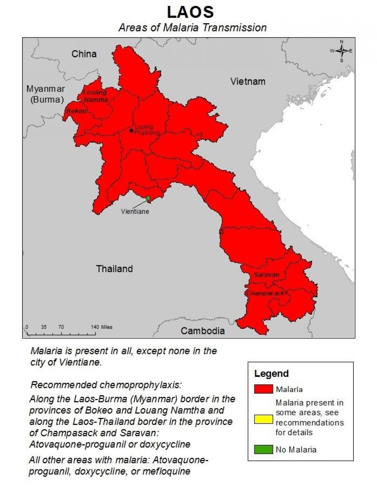Karta över laos malaria 