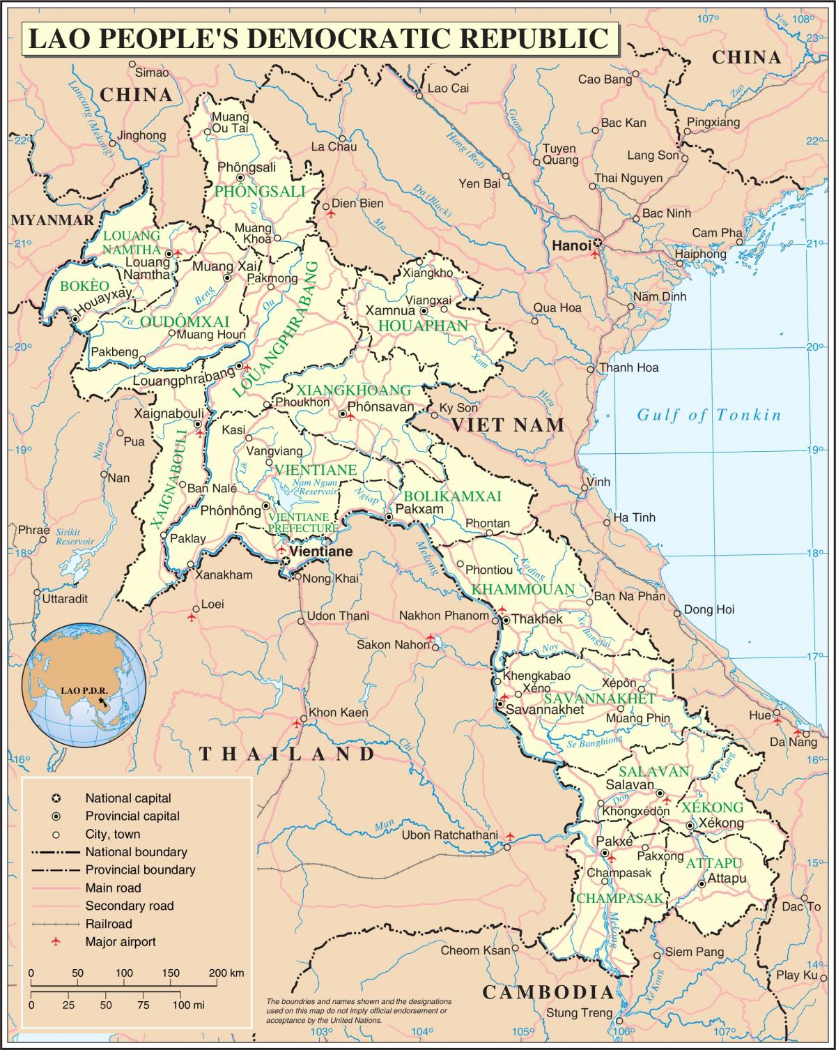 Karta över laos road