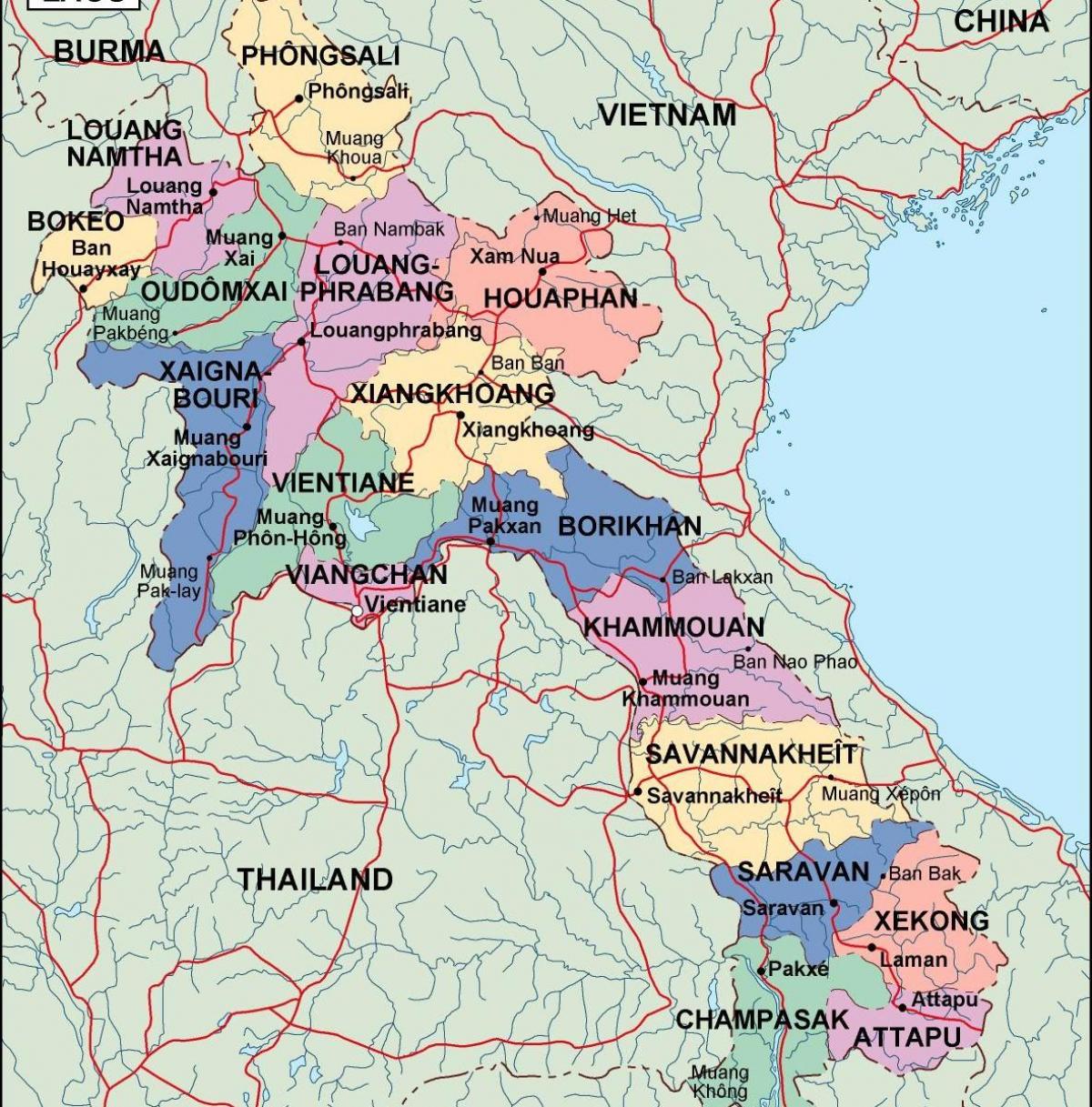 laos politiska karta