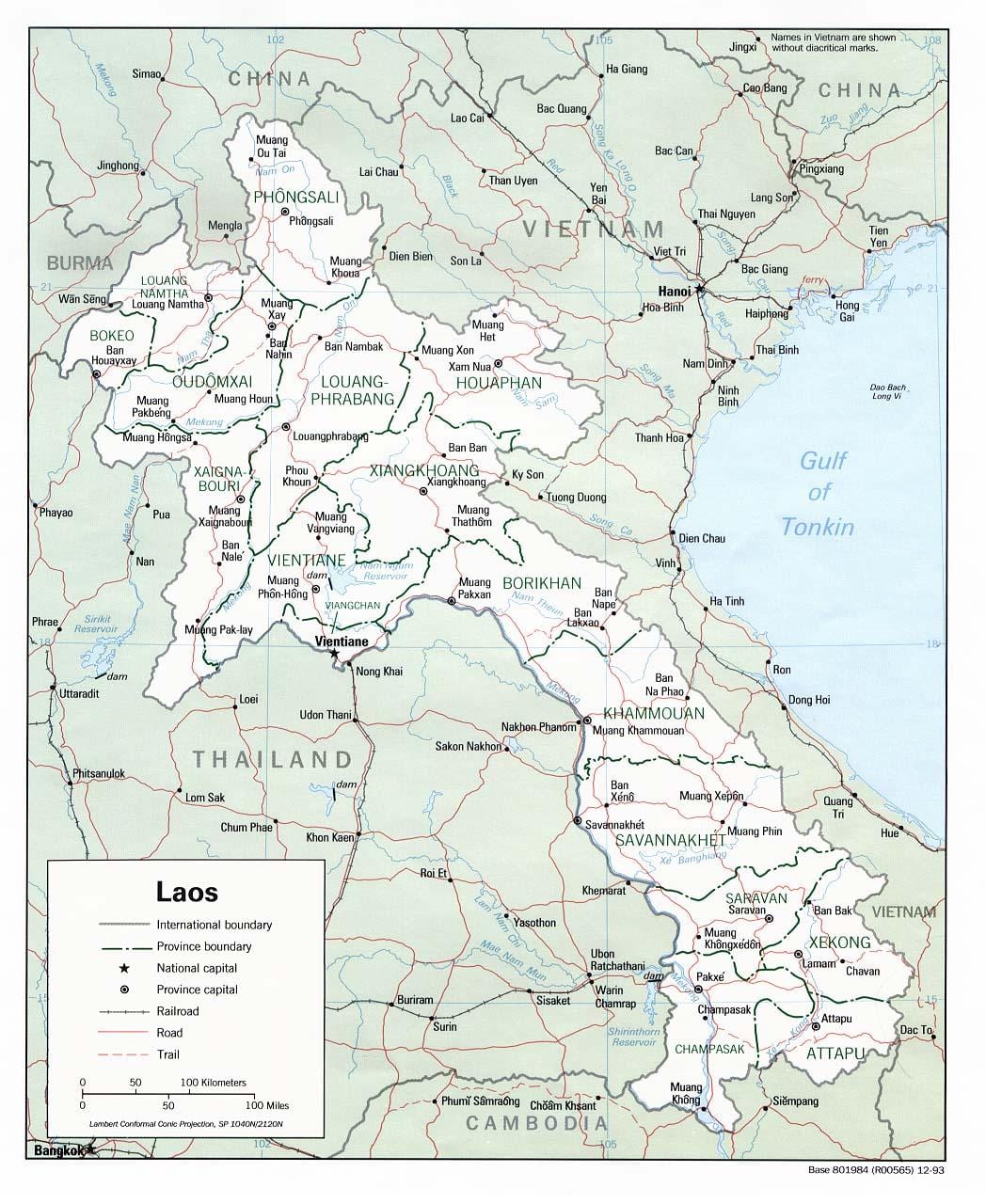 laos karta med städer