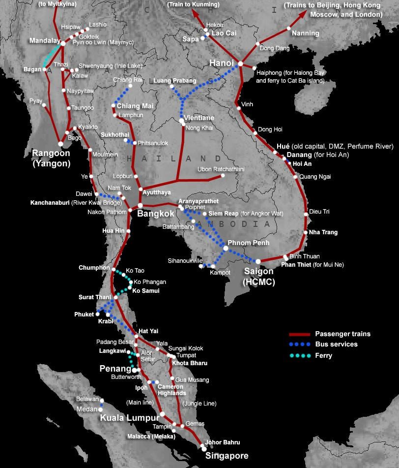 laos järnväg karta