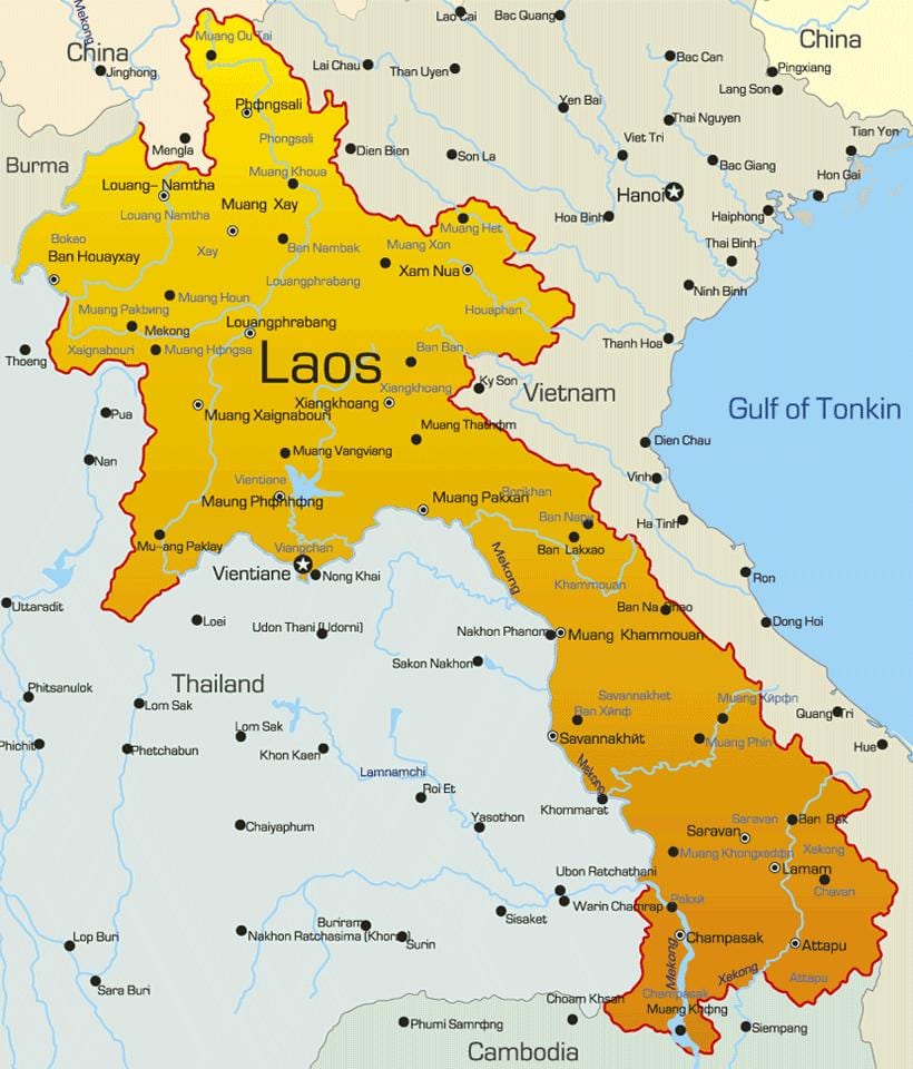 Karta över sepon laos