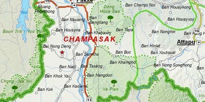Karta över champasak laos