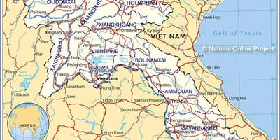 Karta över laos och omgivande länder