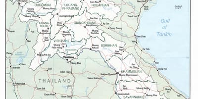 Laos karta med städer